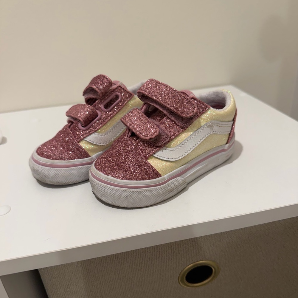Vans Kids Glitter Sneakers - Pink and Gold Trim